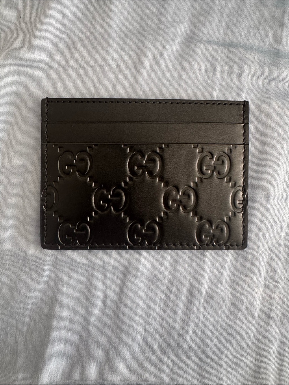 Gucci Black Embossed GG Leather Card Holder